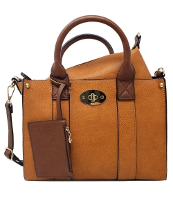 Faux Leather Mini Satchel Crossbody Bag WU061 MUSTARD